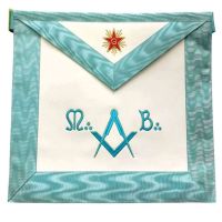 Master Mason French Rite / Modern Rite Square Compass Lambskin Apron Sky Blue