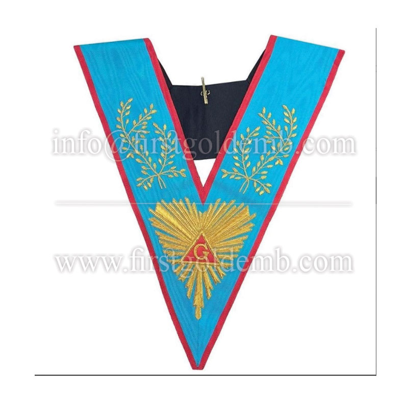 Masonic Officer's collar Memphis Misraim Worshipful Past Master Hand Emroidered